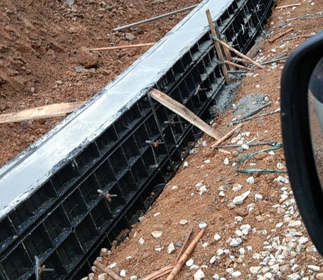 Curved ditch retaining wall project