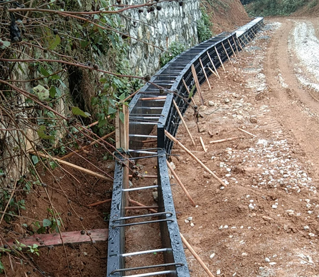 Curved ditch retaining wall project
